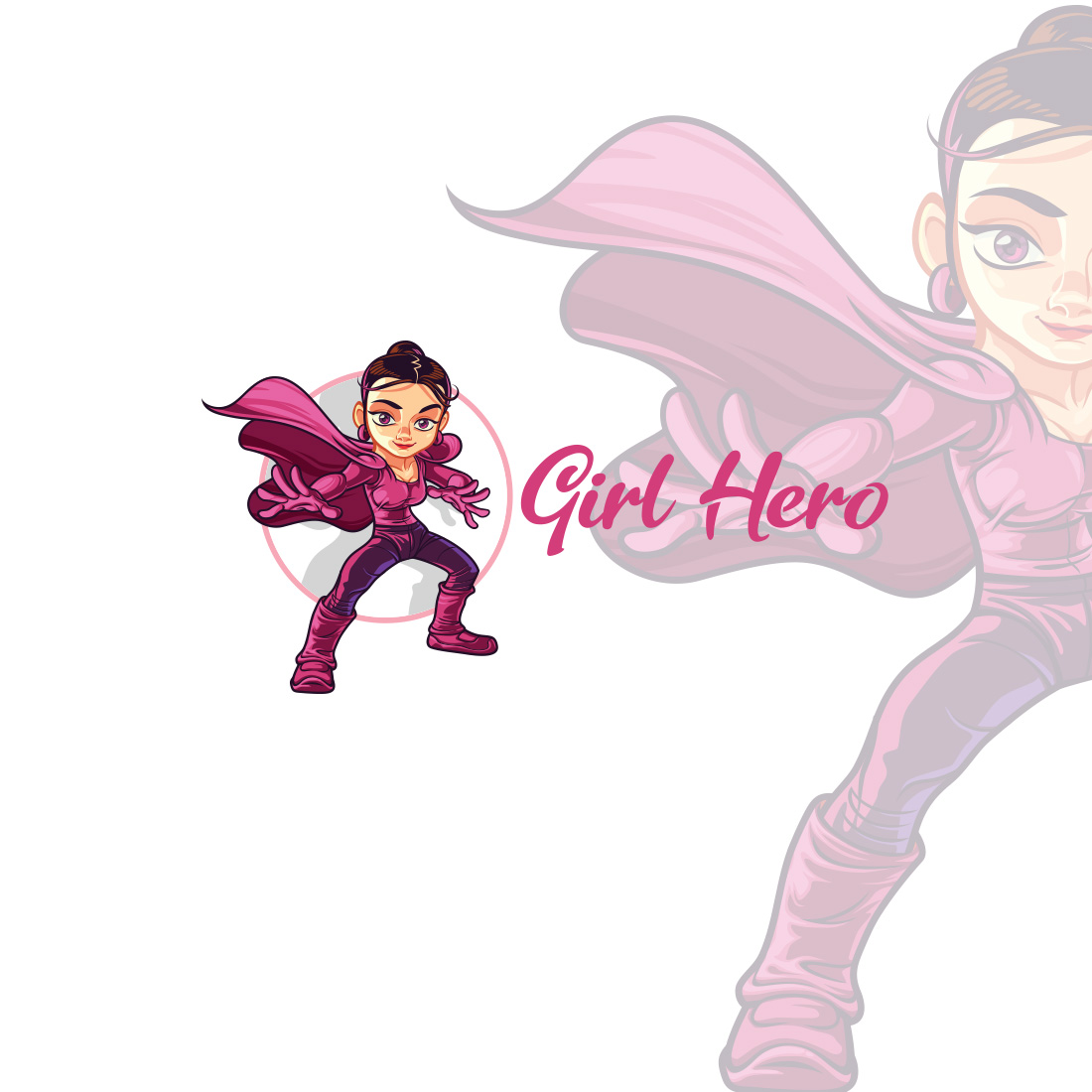 Girl Super Hero Character Masot Logo Design cover image.