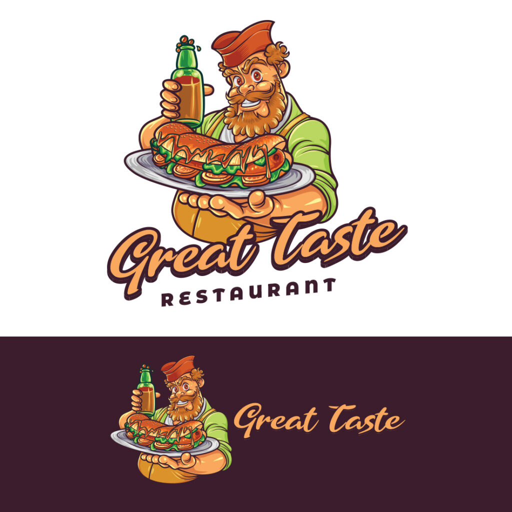Hot Dog Restaurant Logo Design MasterBundles