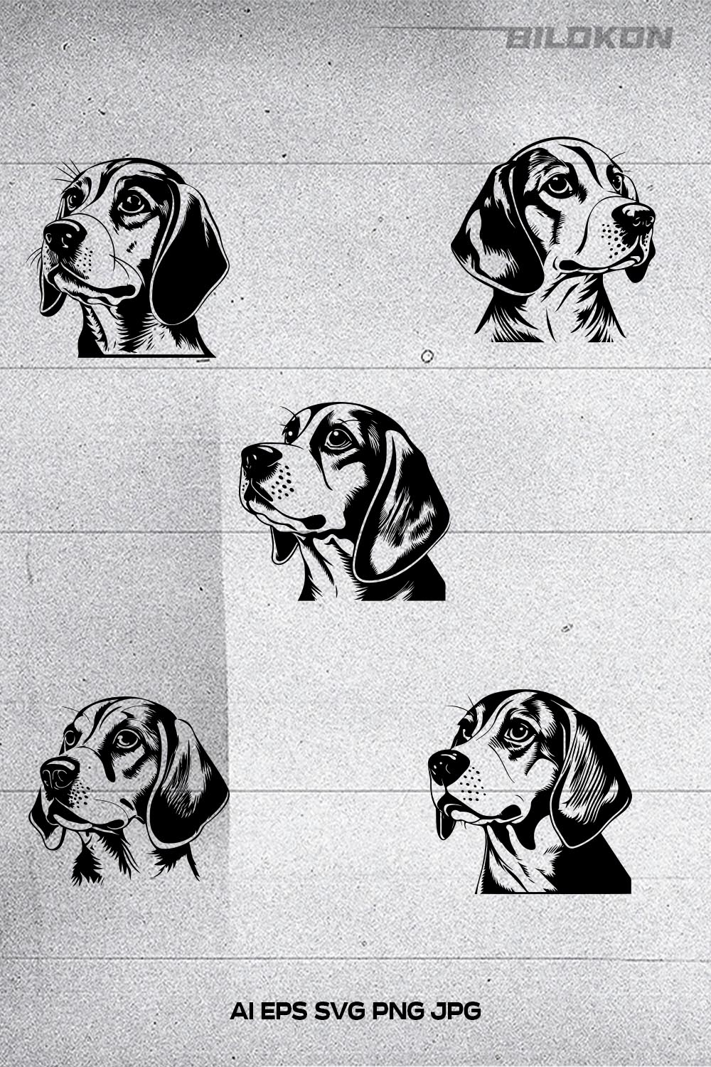Beagle head, SVG, Vector pinterest preview image.