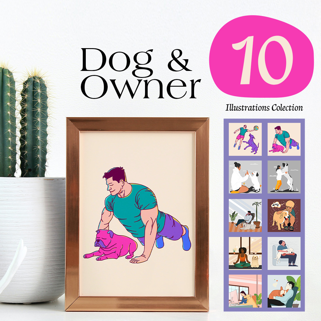 Dog & Owner illustraions collection cover image.