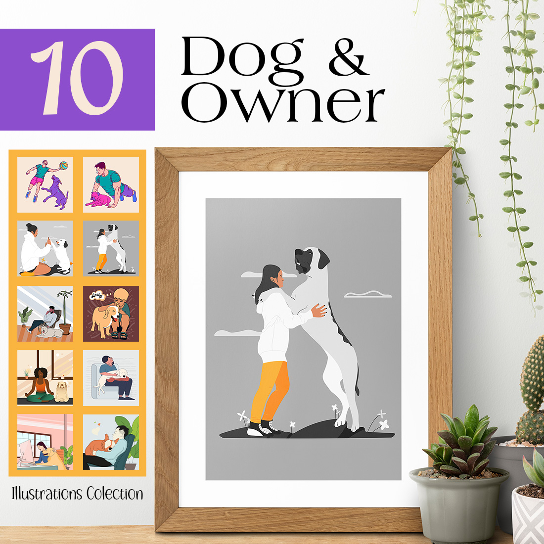 Dog & Owner illustraions collection preview image.