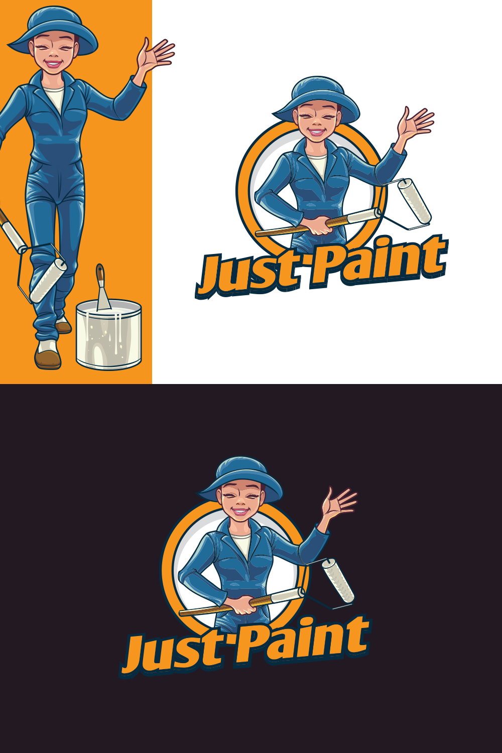 Paint Girl Cartoon Mascot Logo pinterest preview image.