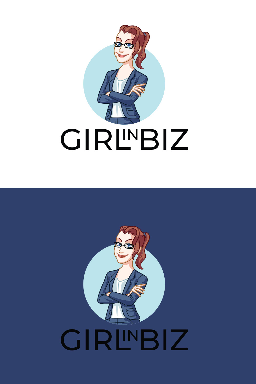 Girl In Bizz Logo Design pinterest preview image.