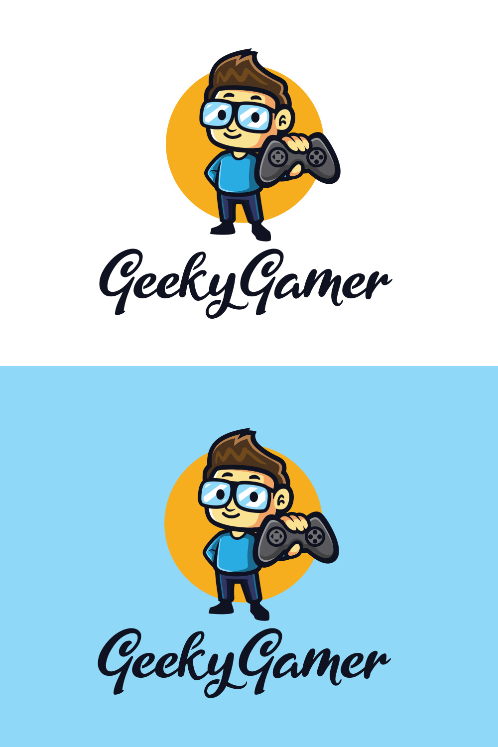 Geek Gamer Character Mascot Logo Desing pinterest preview image.