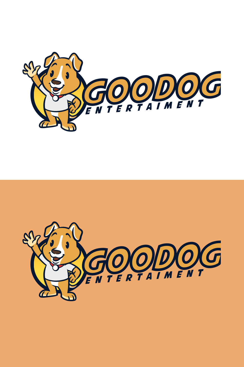 Retro Vintage Happy Dog Character Mascot Logo pinterest preview image.