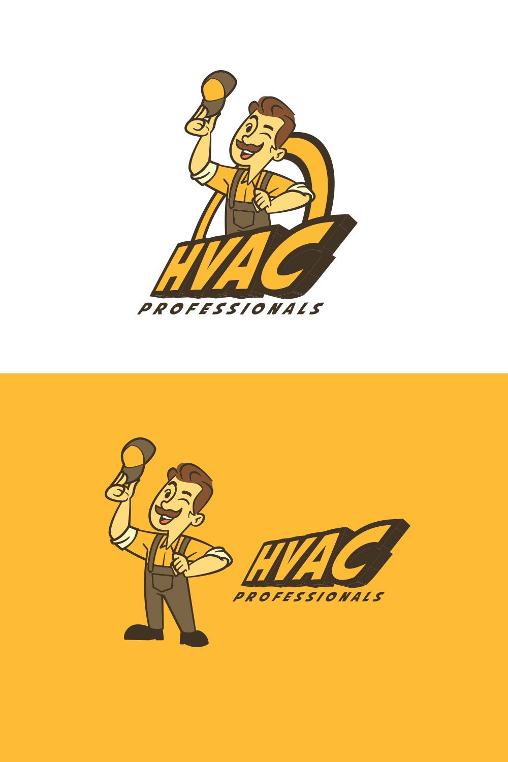 HVAC Profesional Character Mascot Logo pinterest preview image.