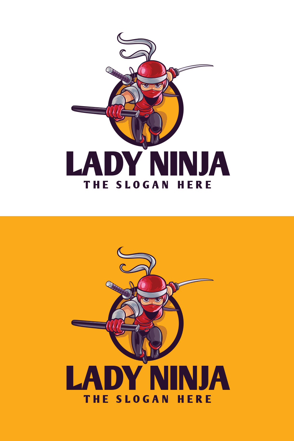 Lady Ninja Logo Design pinterest preview image.