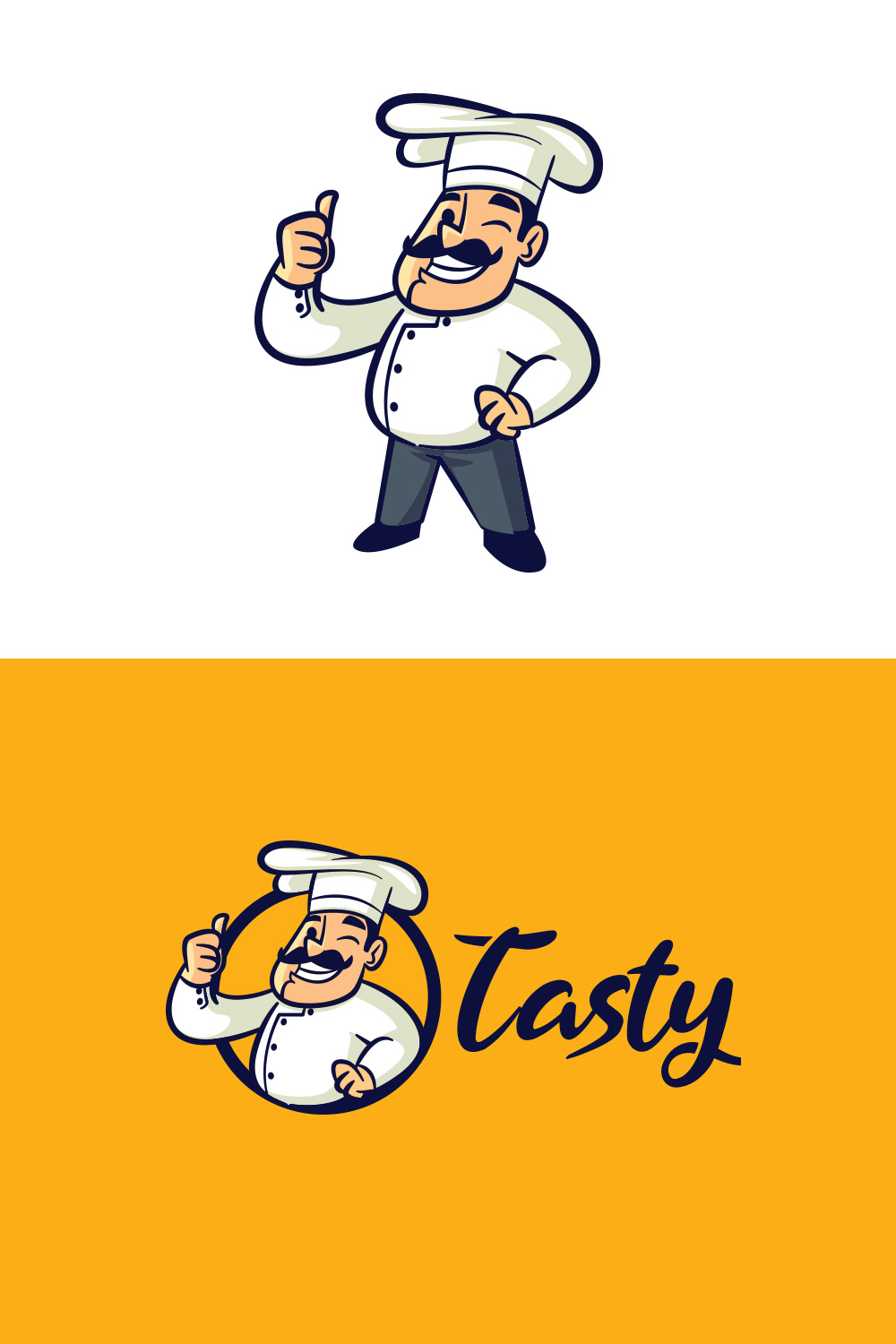 Retro Vintage Chef Cartoon Mascot Logo pinterest preview image.