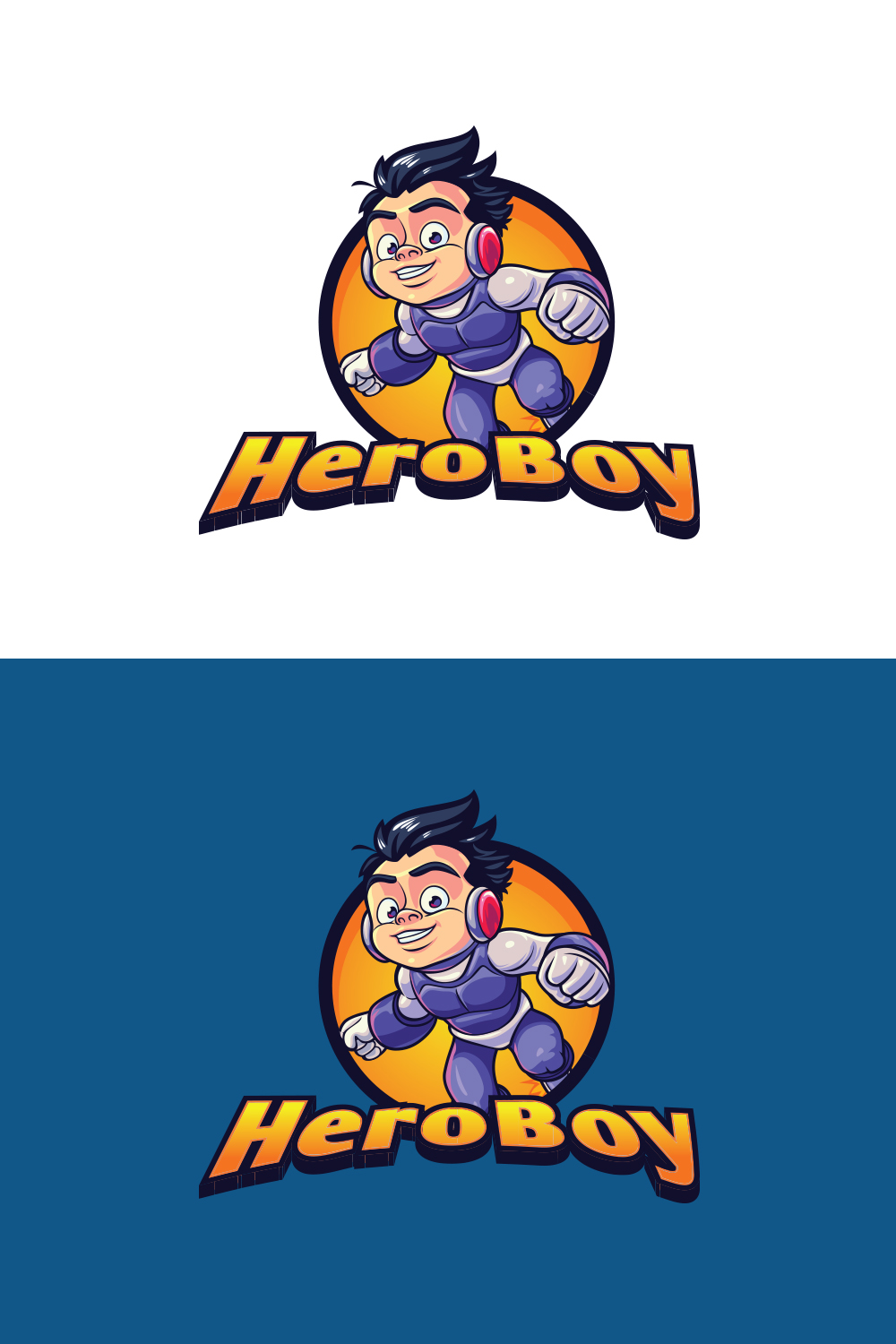 Hero Boy Character Mascot Logo Design pinterest preview image.