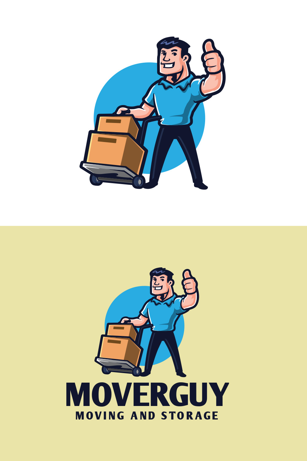 Mover Guy Character Mascot Logo pinterest preview image.