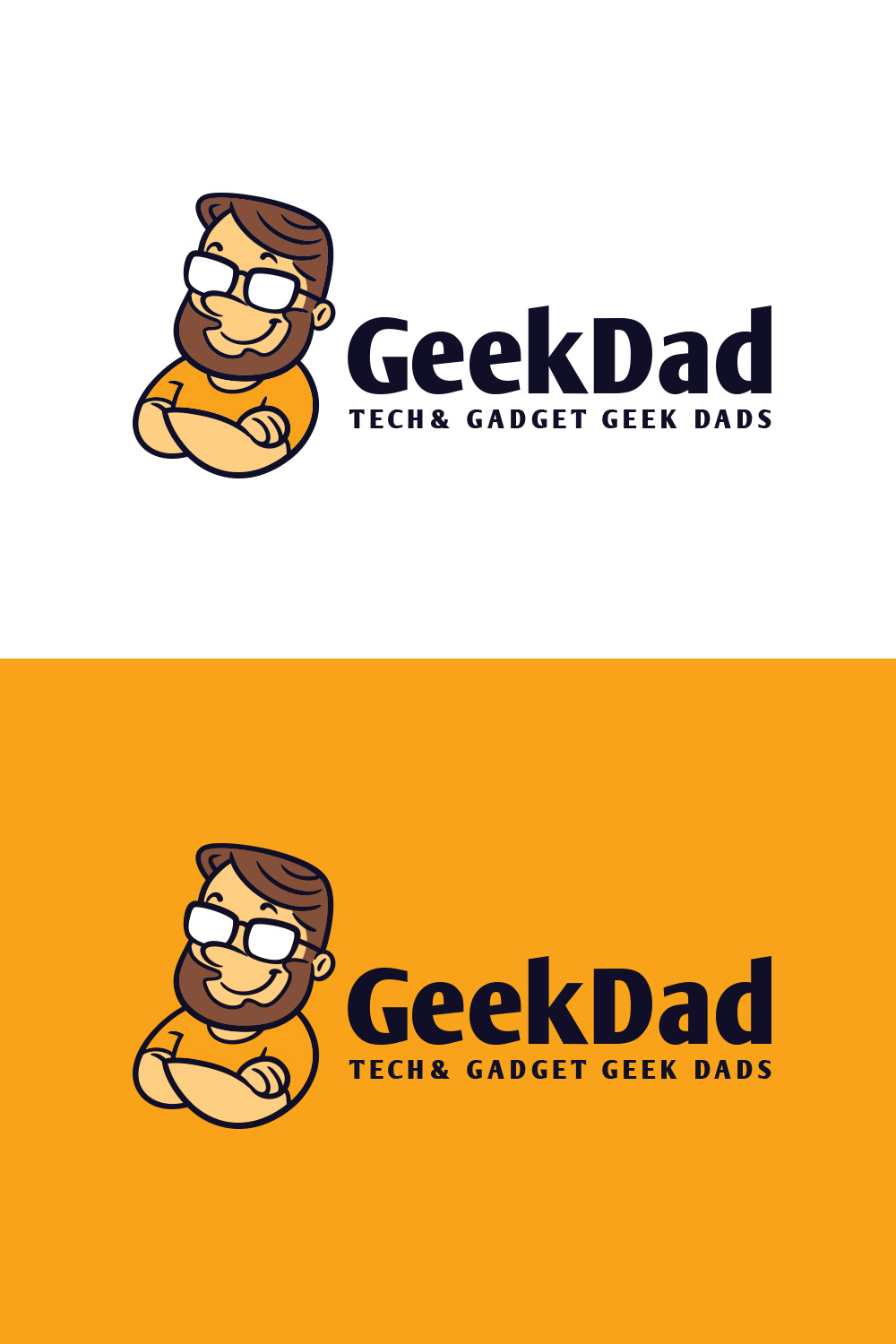 Geek Dad Mascot Logo Design pinterest preview image.