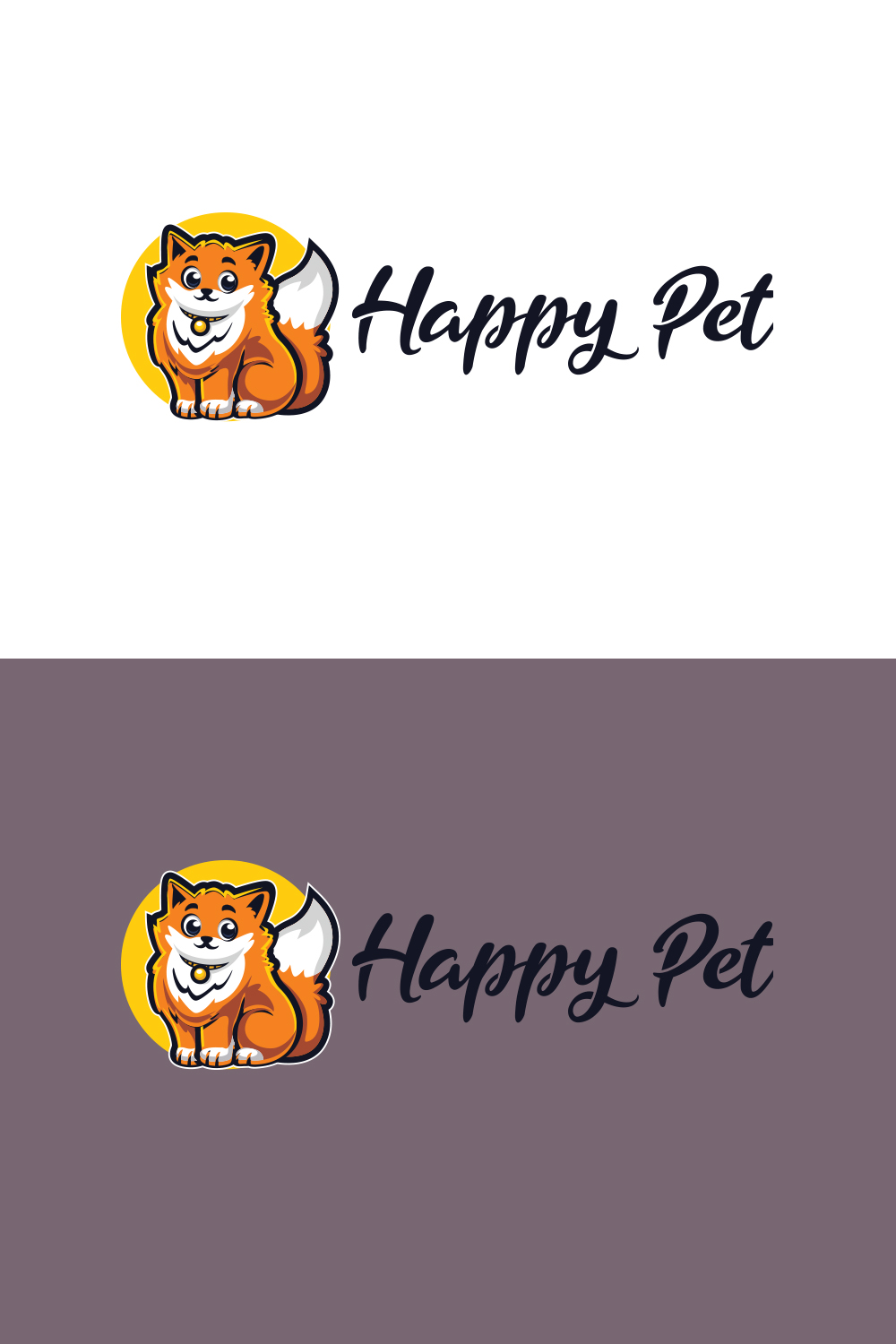 Happy Cat - Pet Shop Logo Design pinterest preview image.