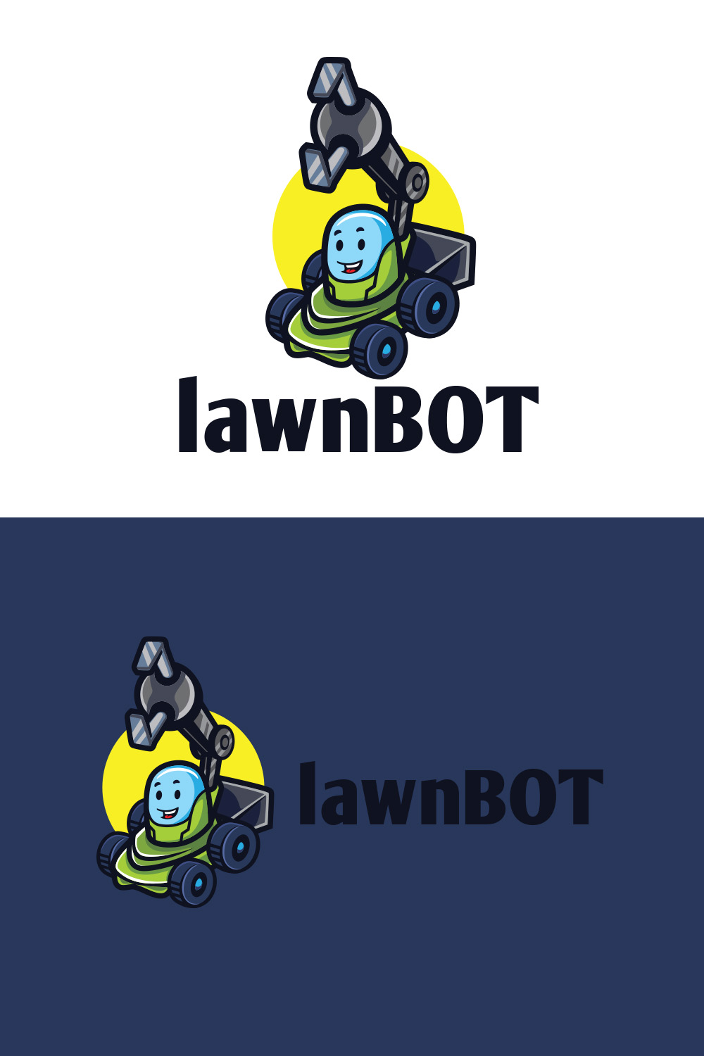 Lawn Robot Logo Design pinterest preview image.