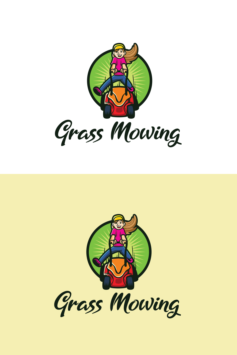 Grass Mowing Logo Design pinterest preview image.