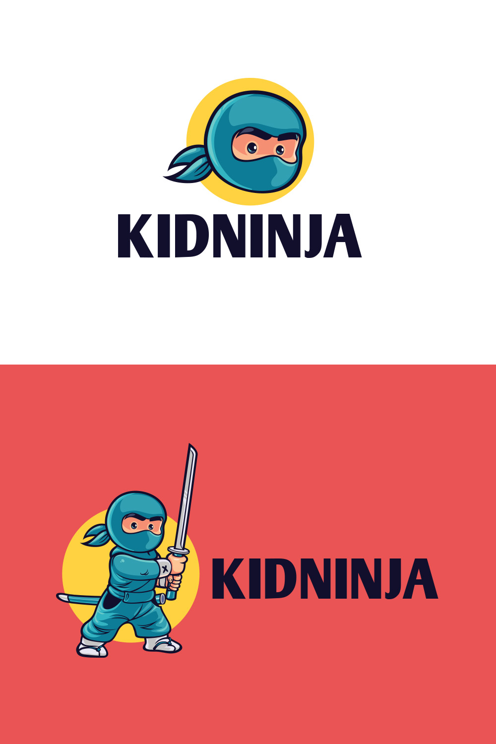 Kid Ninja Character Mascot Logo Design pinterest preview image.