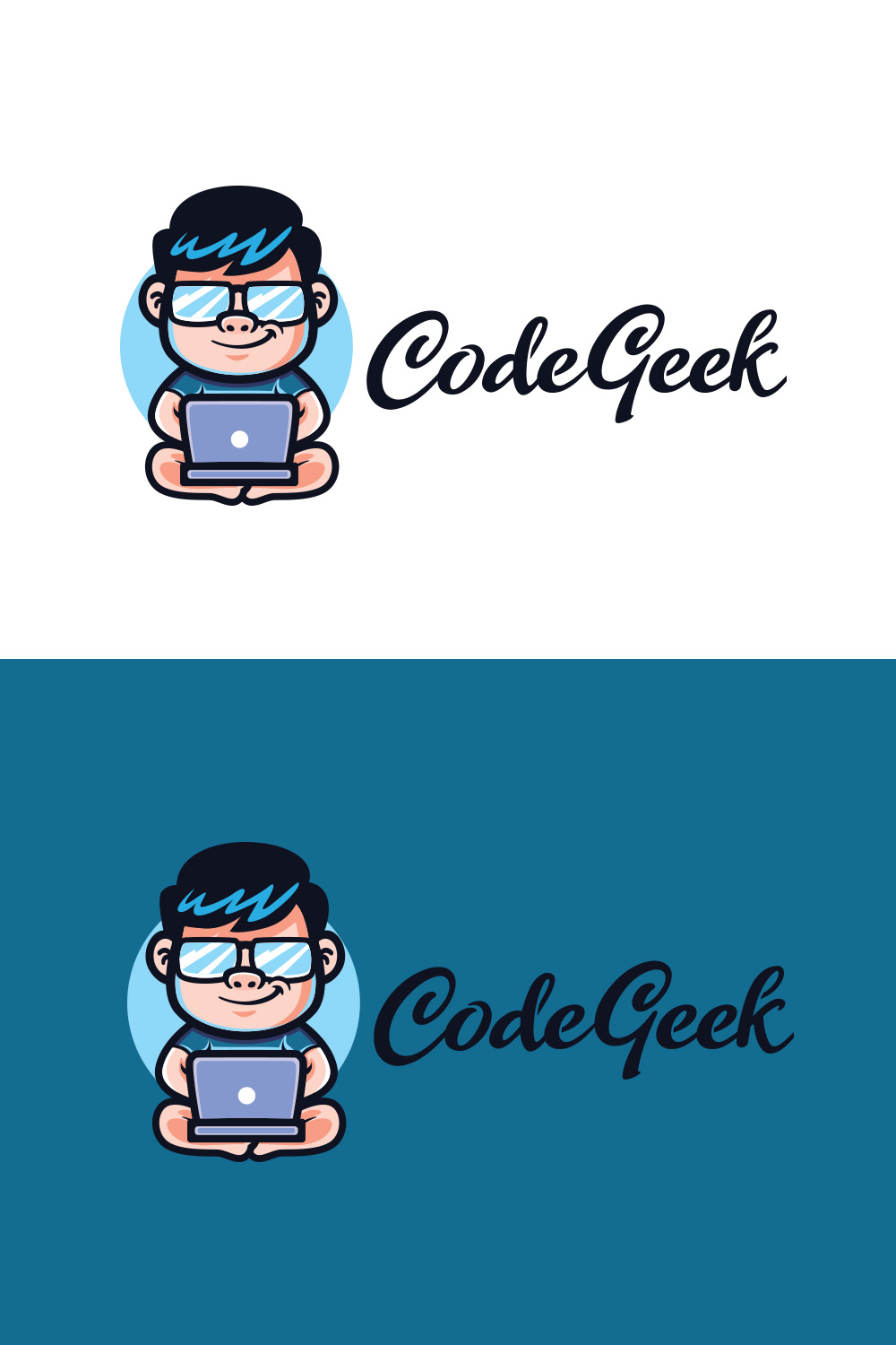 Geek Code Character Logo Design pinterest preview image.