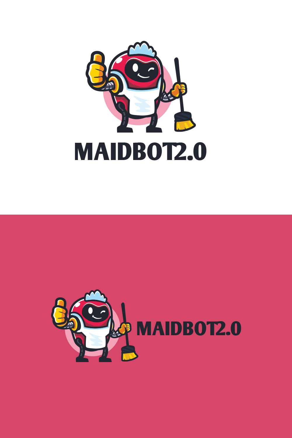 Maid Bot Character Mascot Logo pinterest preview image.
