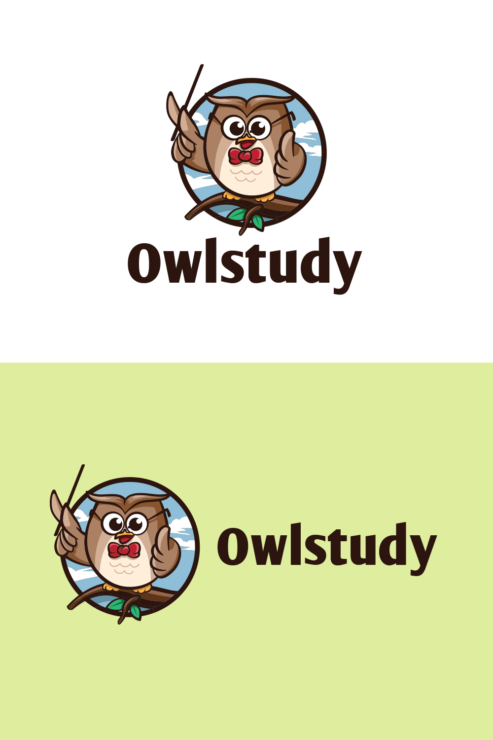 Owl Study Logo Design pinterest preview image.