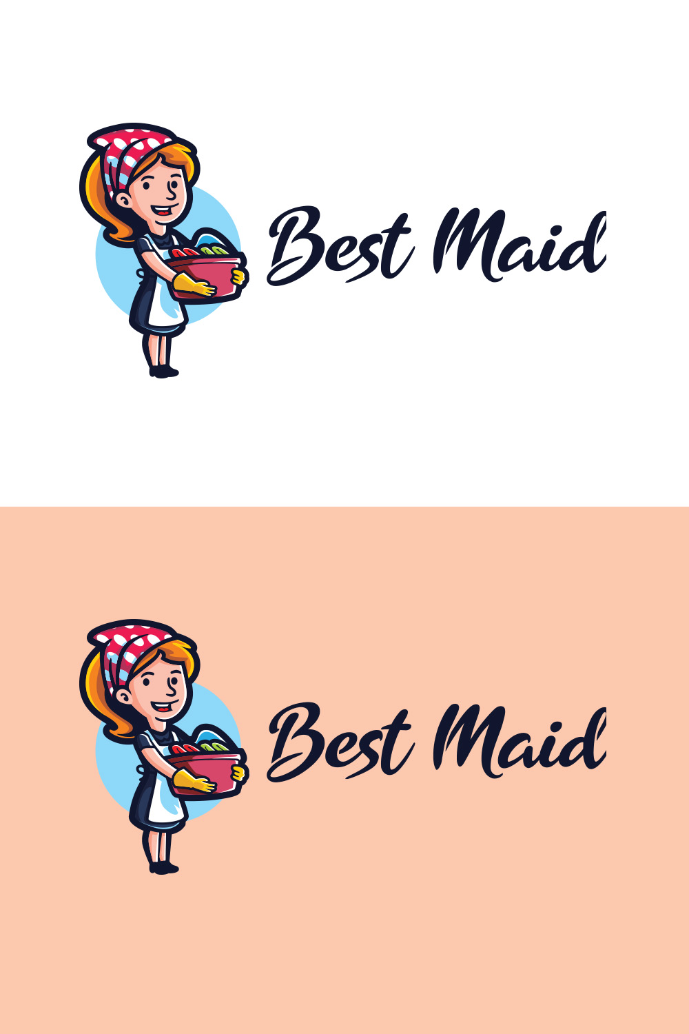 Maid V5 Character Masot Logo Design pinterest preview image.