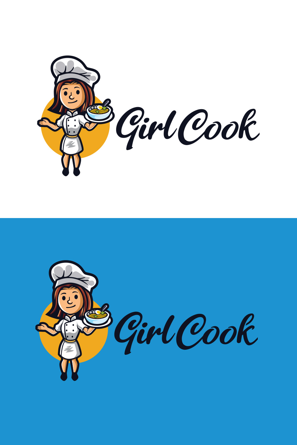 Girl Cook Mascot Logo Design pinterest preview image.