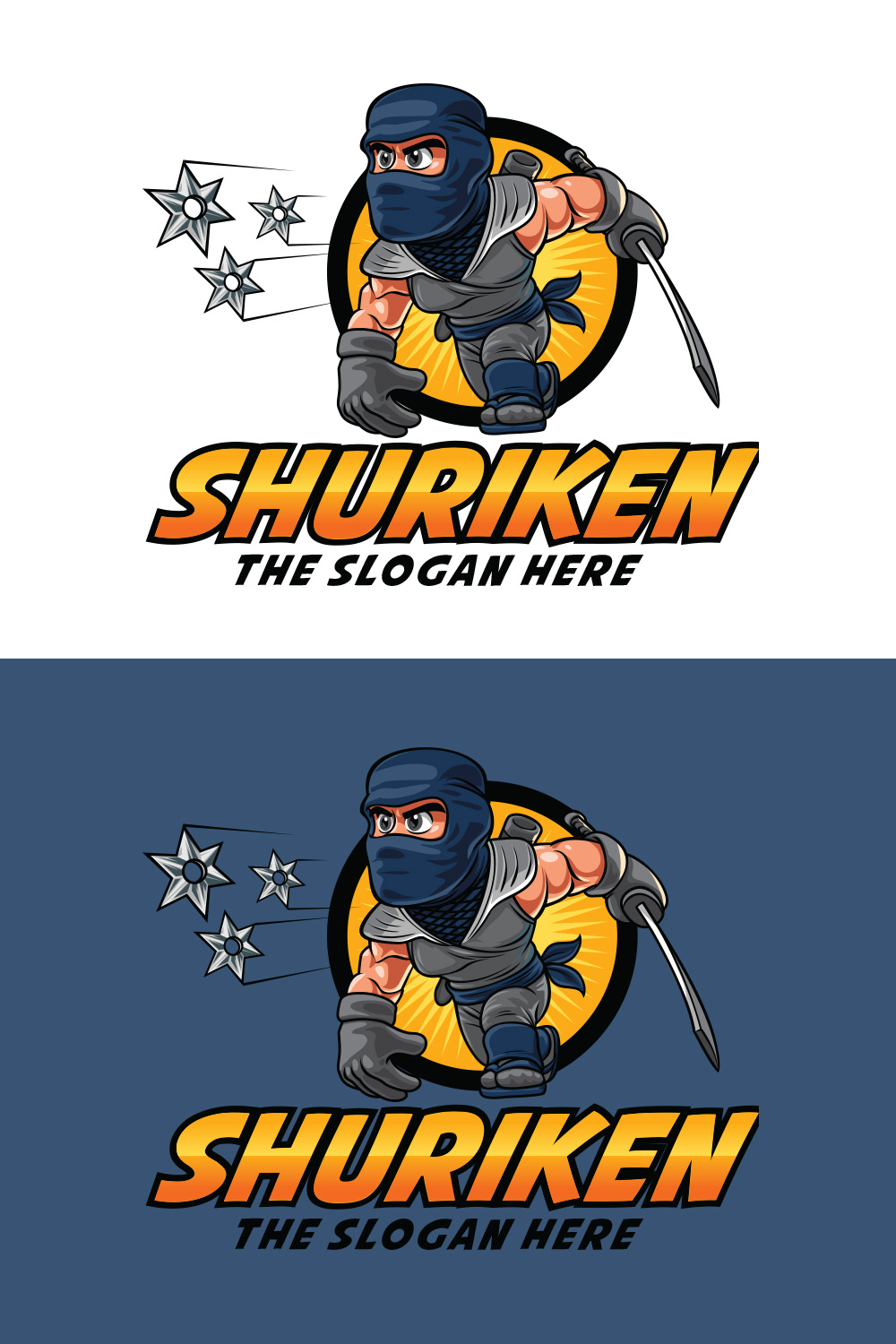Ninja Shuriken Cartoon Mascot Logo pinterest preview image.
