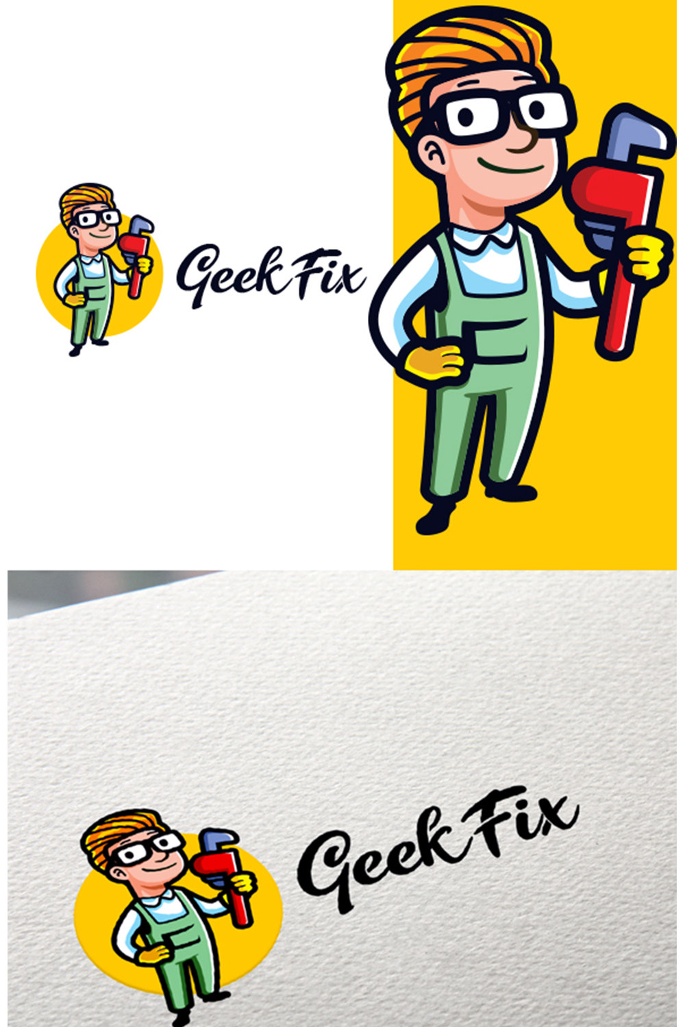 Geek Fix Character Logo Design pinterest preview image.