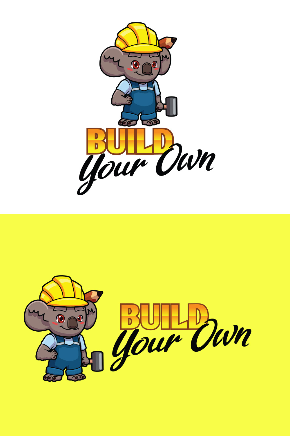 Koala Builder Character Mascot Logo pinterest preview image.