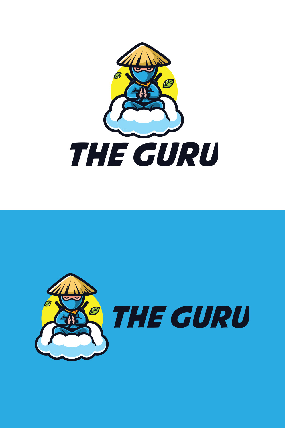 Ninja Guru Mascot Logo Design pinterest preview image.