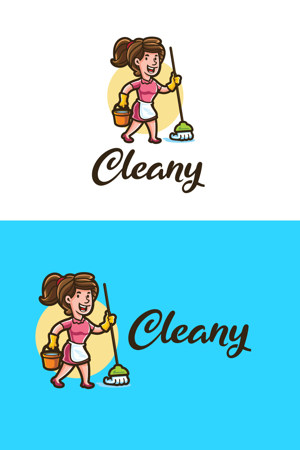 Maid V1 Character Mascot Logo Design pinterest preview image.