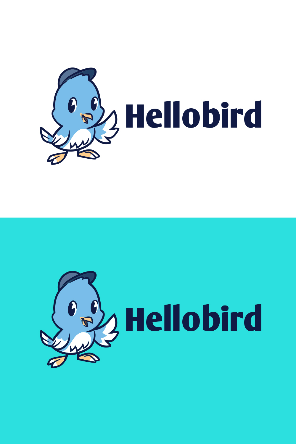 Hello Bird Cartoon Mascot Logo pinterest preview image.