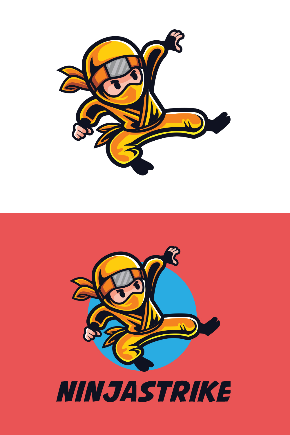 Ninja Strike Cartoon Mascot Logo Design pinterest preview image.