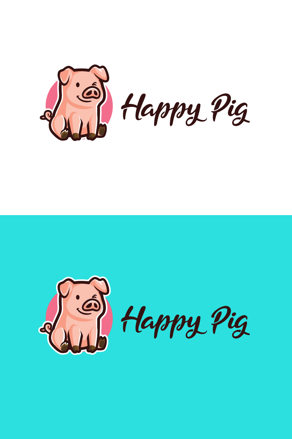 Happy pig Logo Design pinterest preview image.