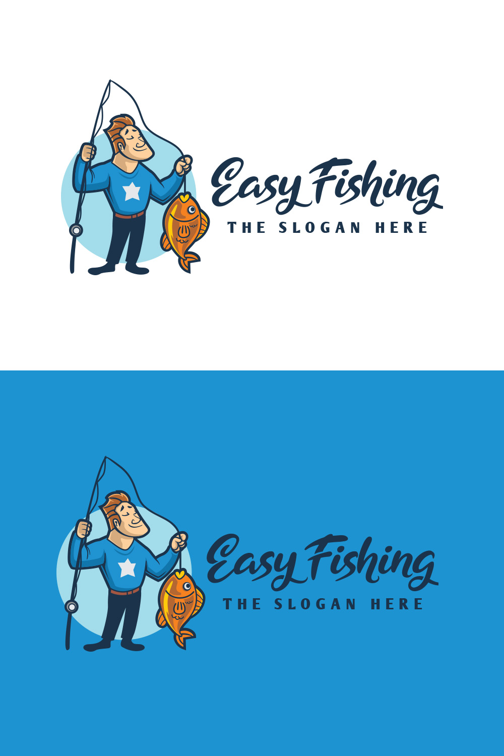 Getelman Angler - Fishing Mascot Logo Design pinterest preview image.