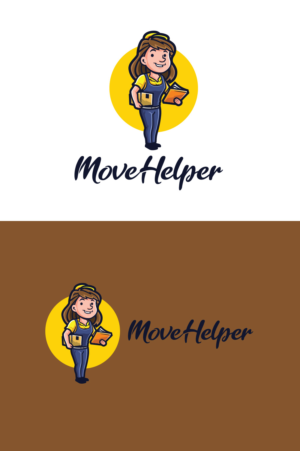 Moverhelper Character Logo Design pinterest preview image.