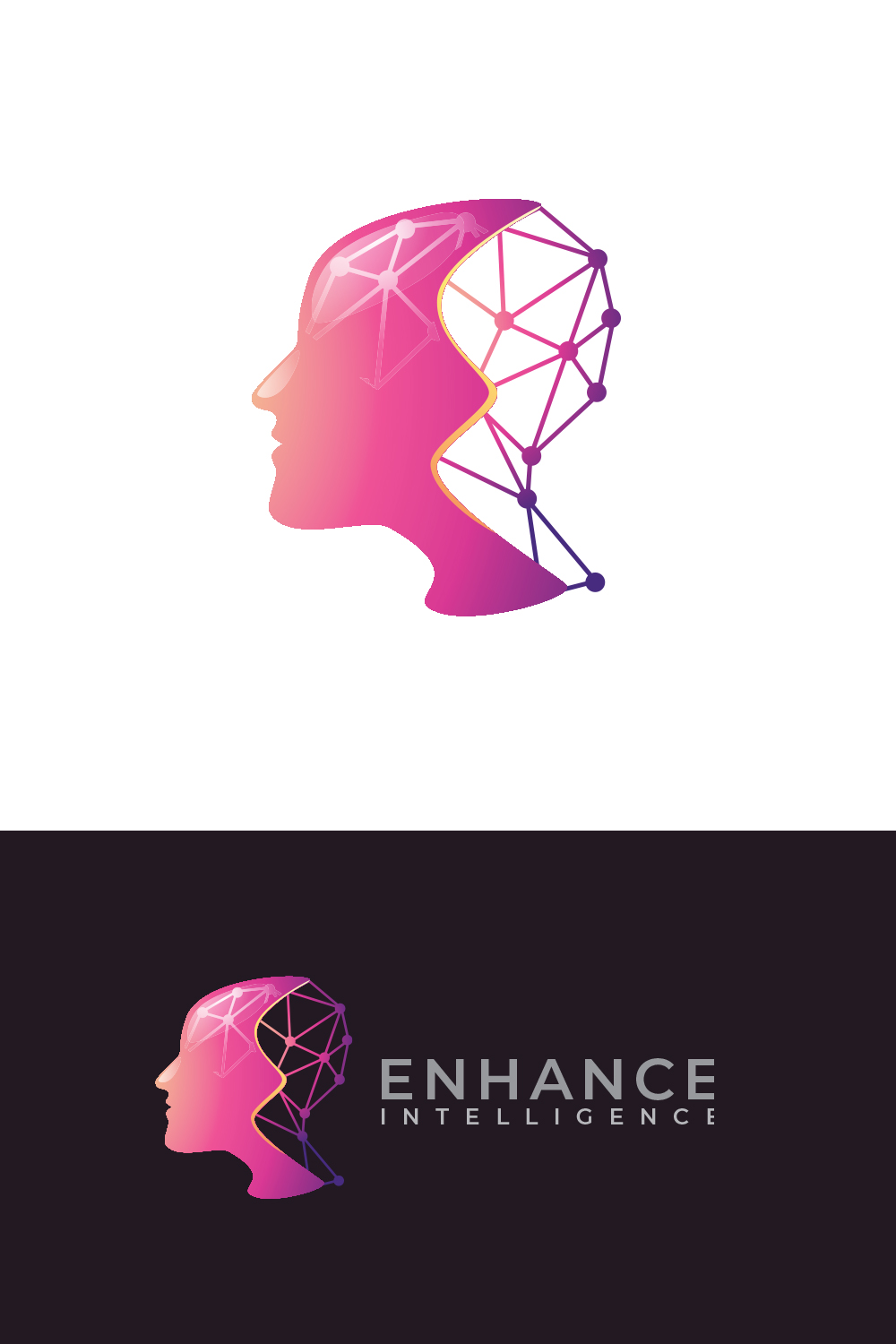 Intelegence Brain Logo Design pinterest preview image.