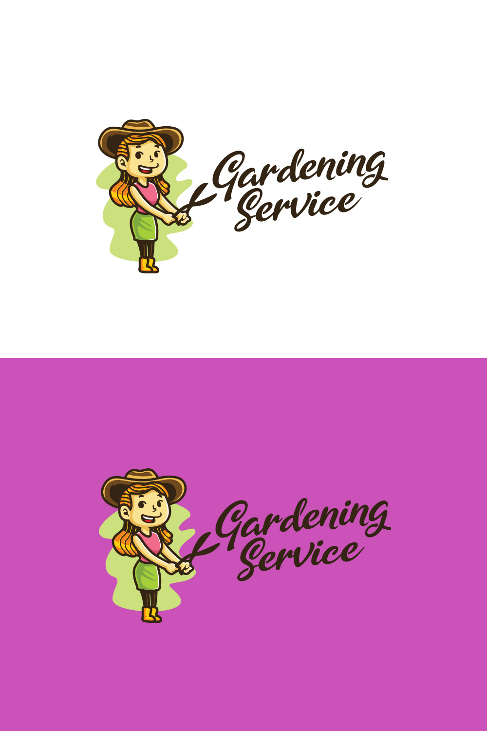 Gardener Girl Character Mascot Logo Design pinterest preview image.