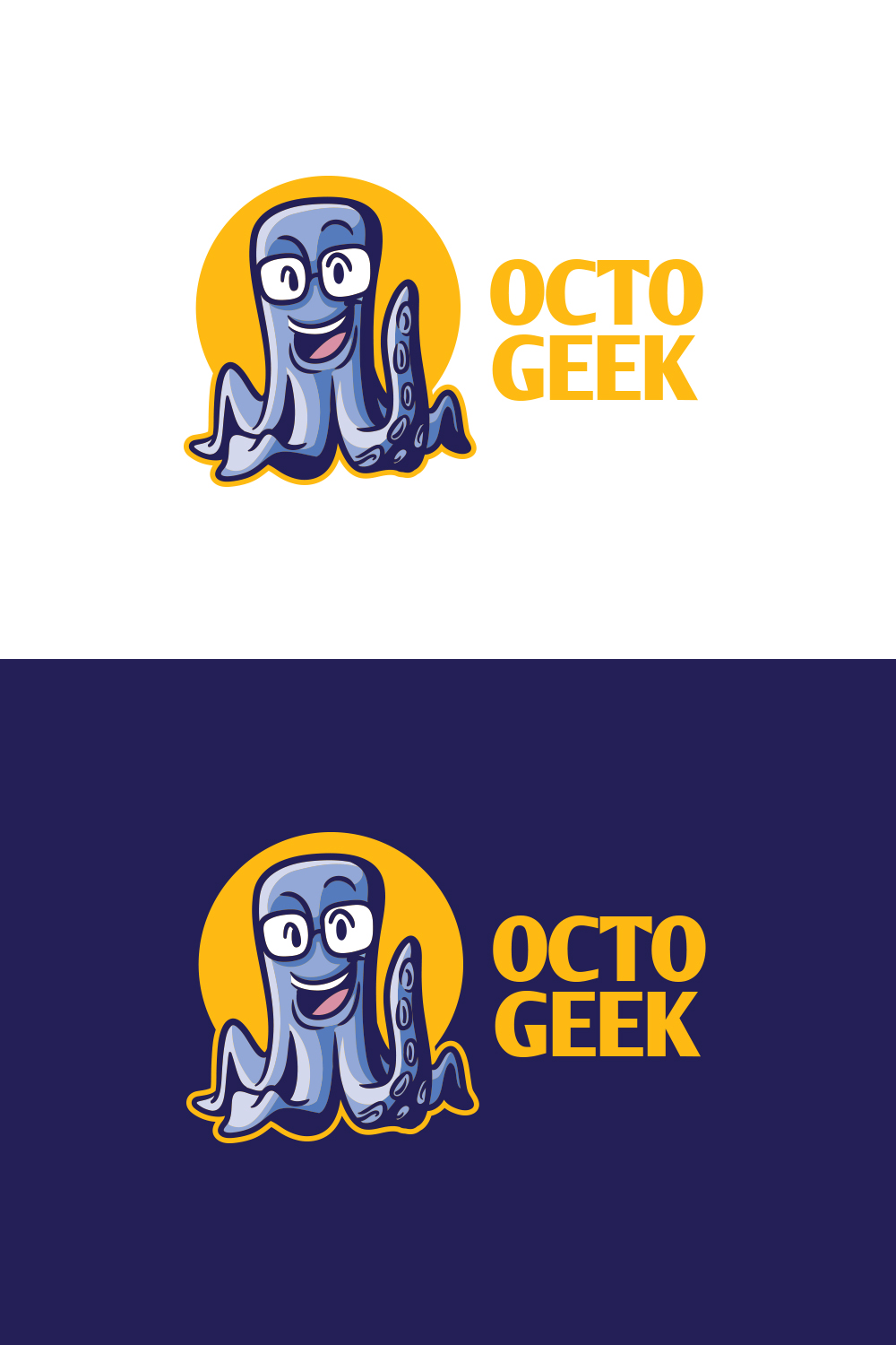 Octo Geek Character Mascot Logo Design pinterest preview image.