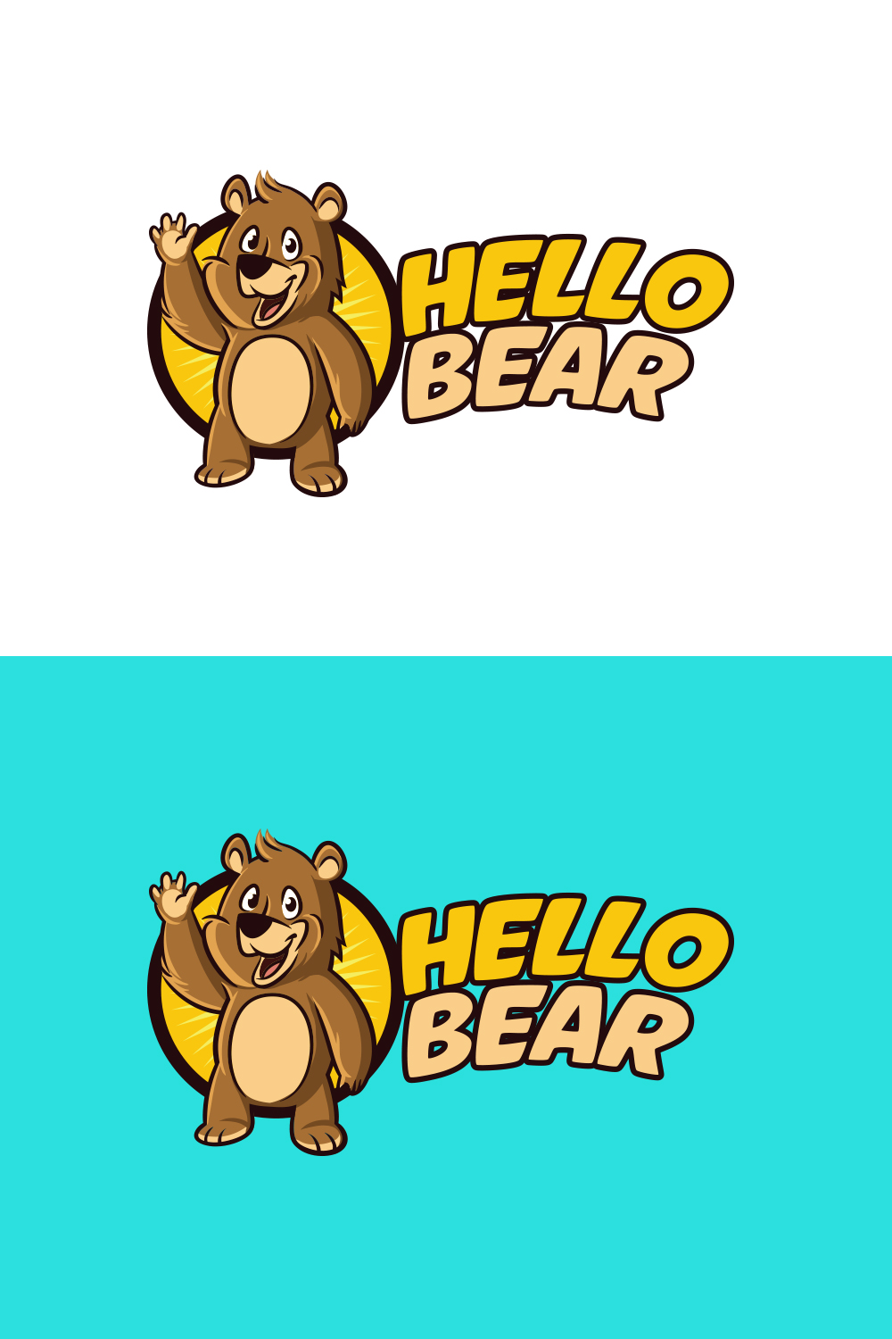 Cartoon Hello Bear Mascot Logo Design pinterest preview image.
