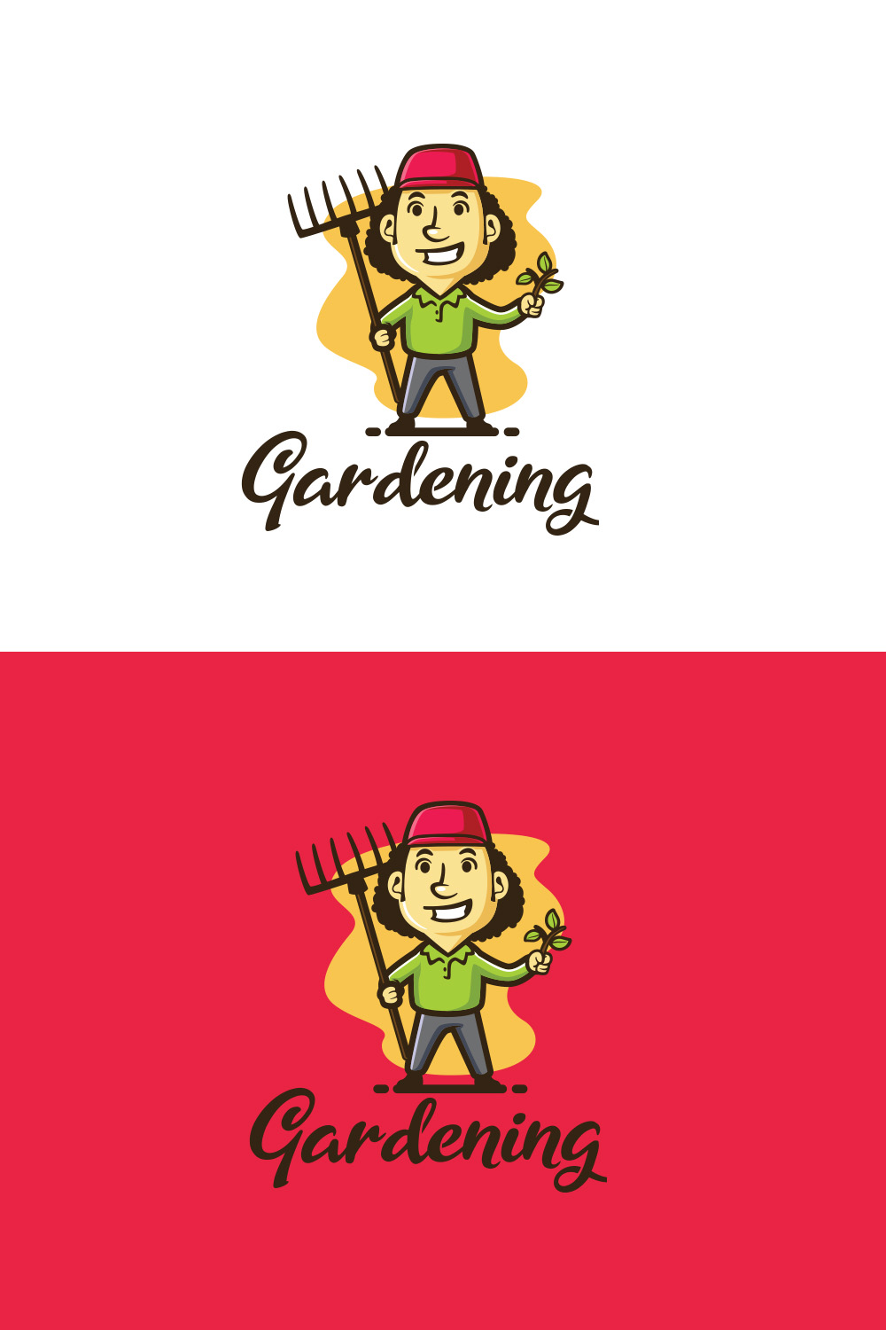 Happy Gardener Character Mascot Logo pinterest preview image.