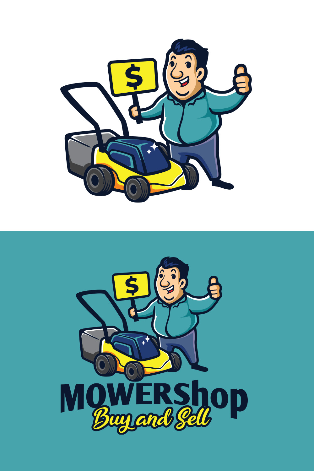 Mower Salles Man Character Mascot Logo Design pinterest preview image.