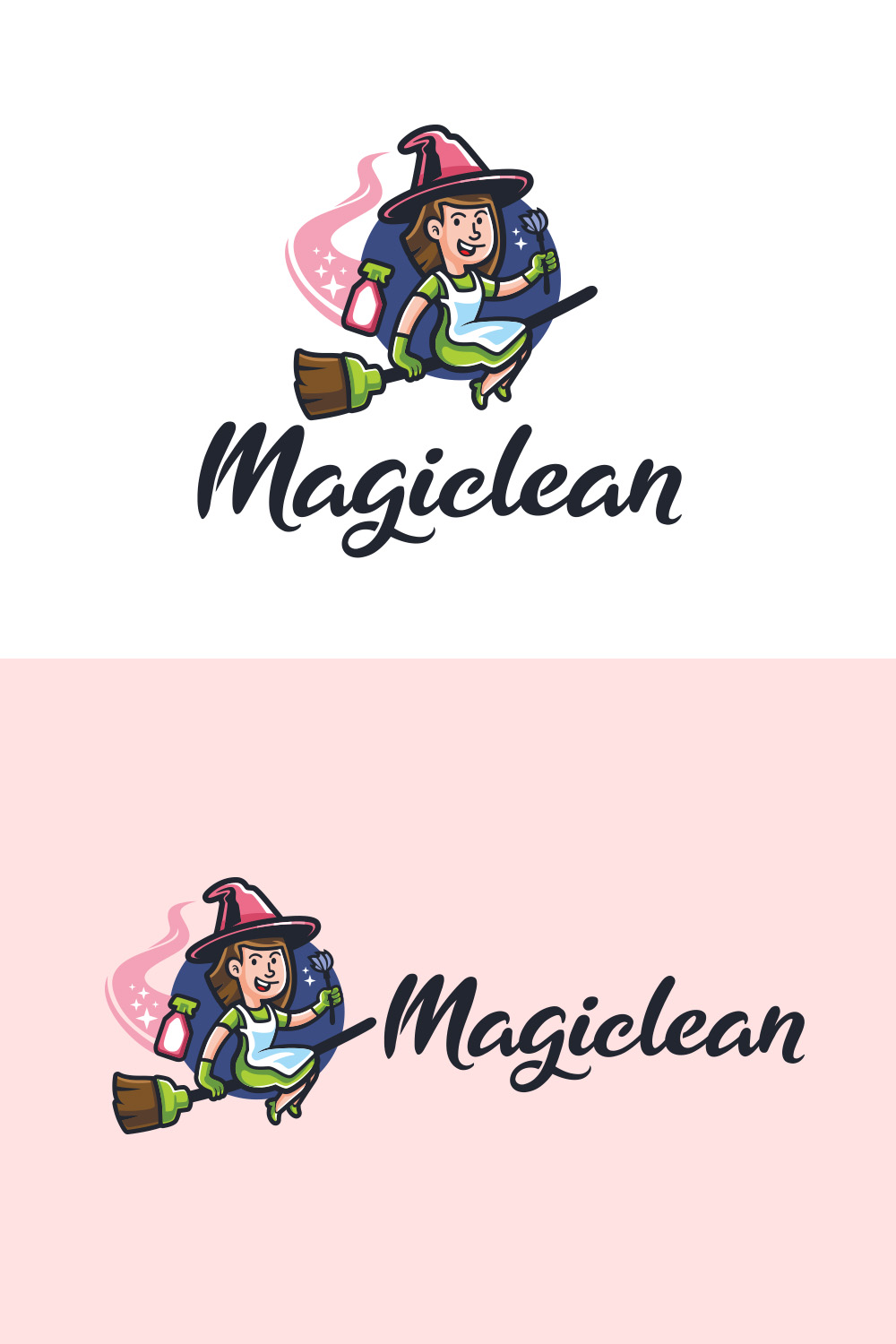 Magical Clean -Mermaid Character Logo Design pinterest preview image.