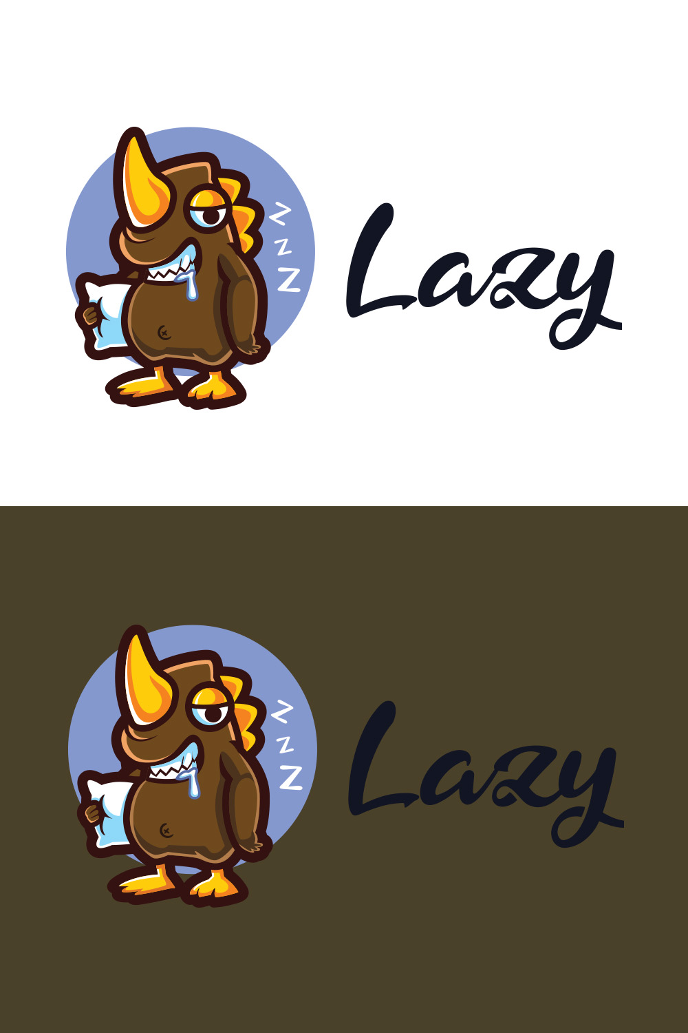 Lazy Monster Cartoon Mascot Logo Design pinterest preview image.