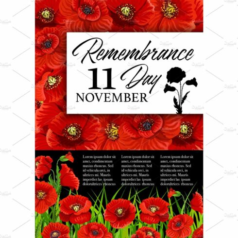 Remembrance Day poppy flower memorial card cover image.
