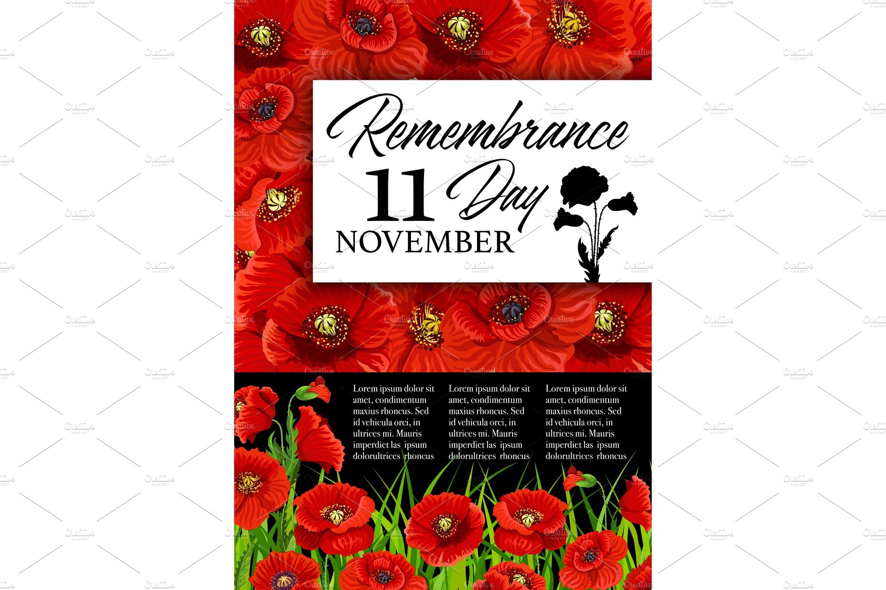 Remembrance Day poppy flower memorial card cover image.