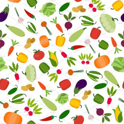 Vegetables organic seamless pattern cover image.