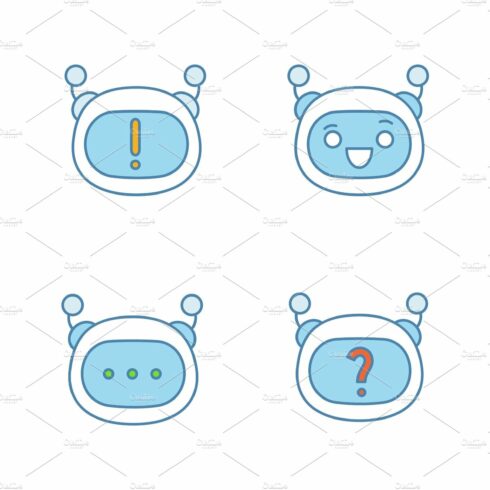 Robot emojis color icons set cover image.