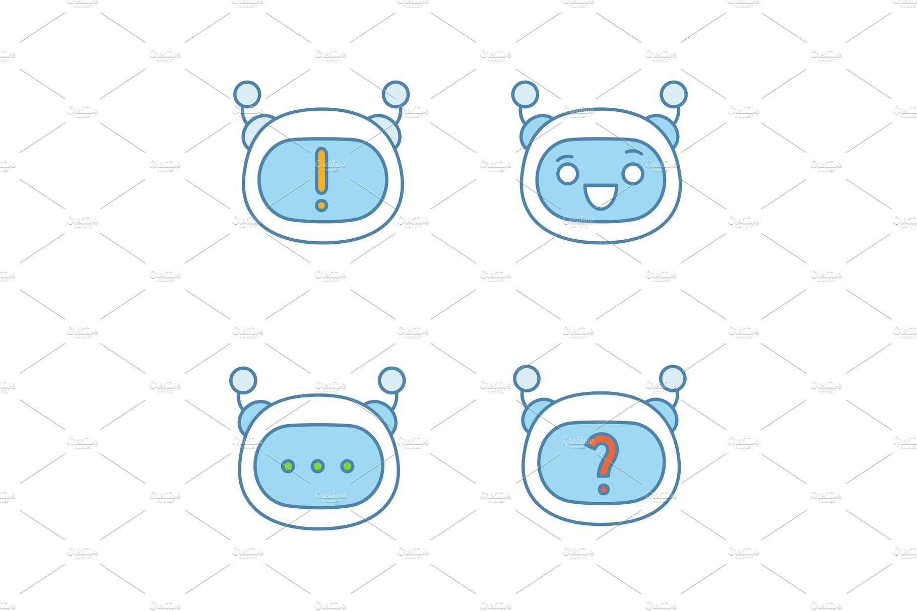 Robot emojis color icons set cover image.