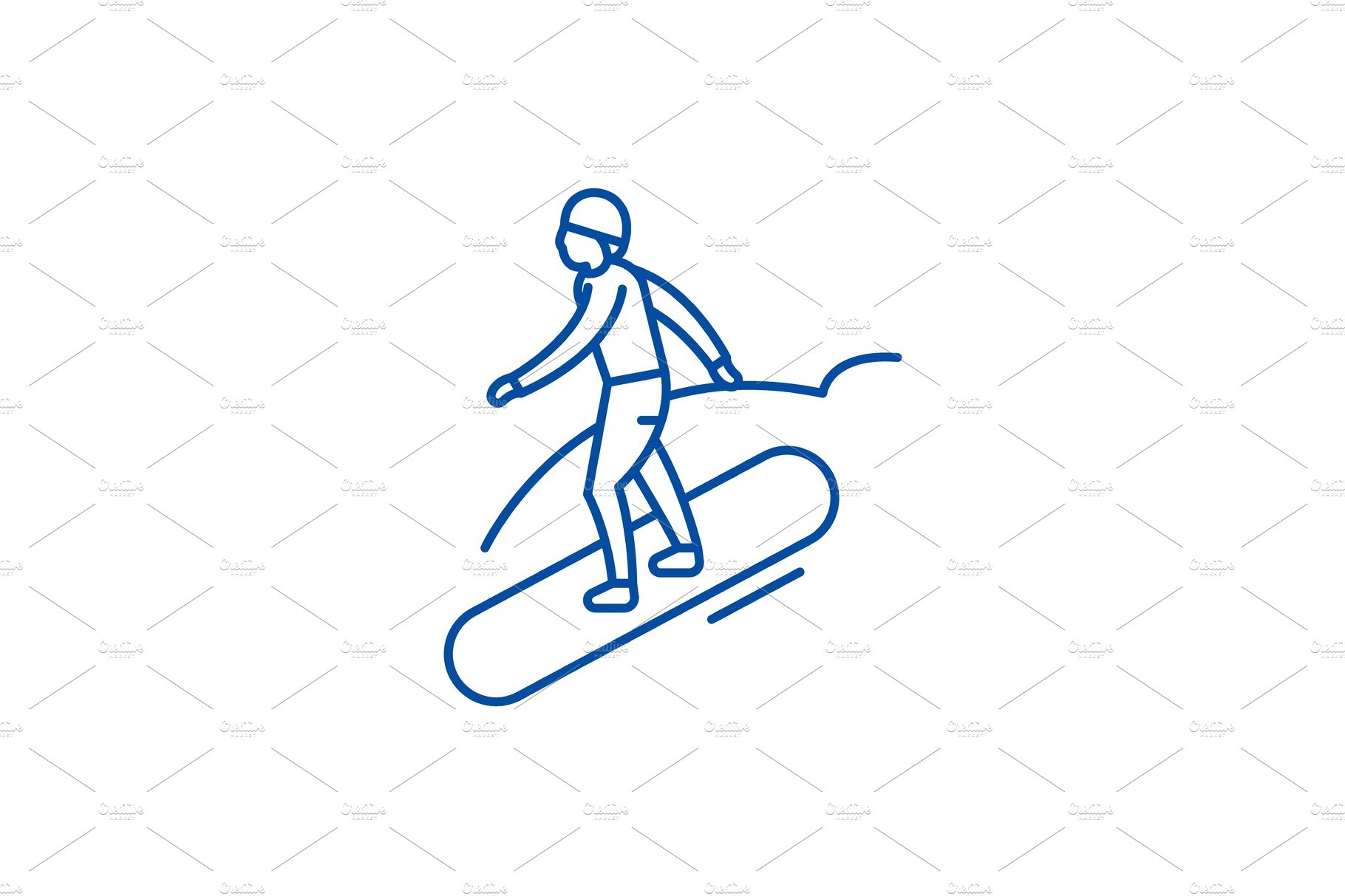 Snowboard line icon concept cover image.