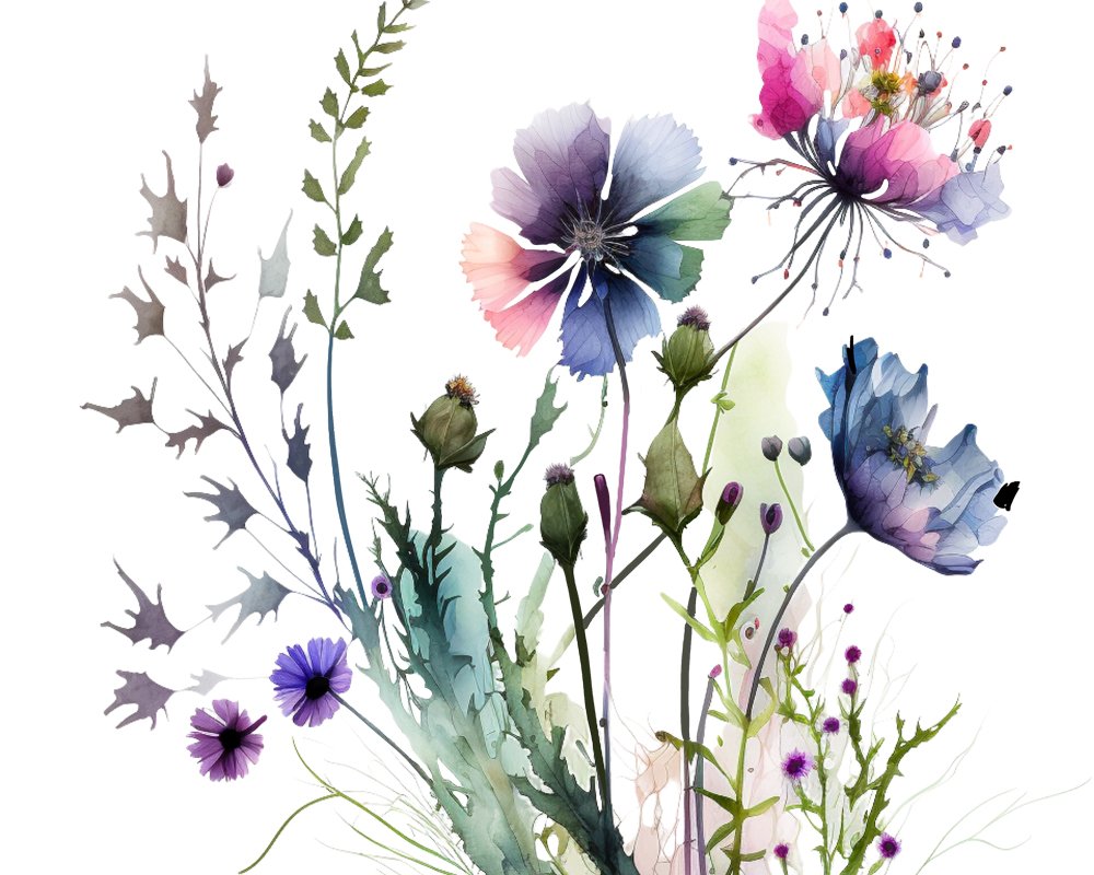 Meadow Flowers Floral Clipart preview image.