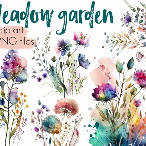 Meadow Flowers Floral Clipart cover image.